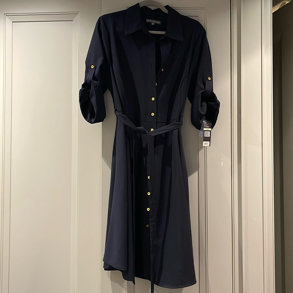 Sharagano women’s navy button up dress